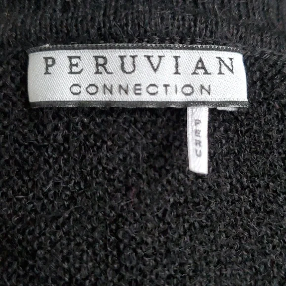 EUC Peruvian Connection 100% Alpaca Womens V-Neck Sweater In Black Sz Medium - Picture 4 of 6